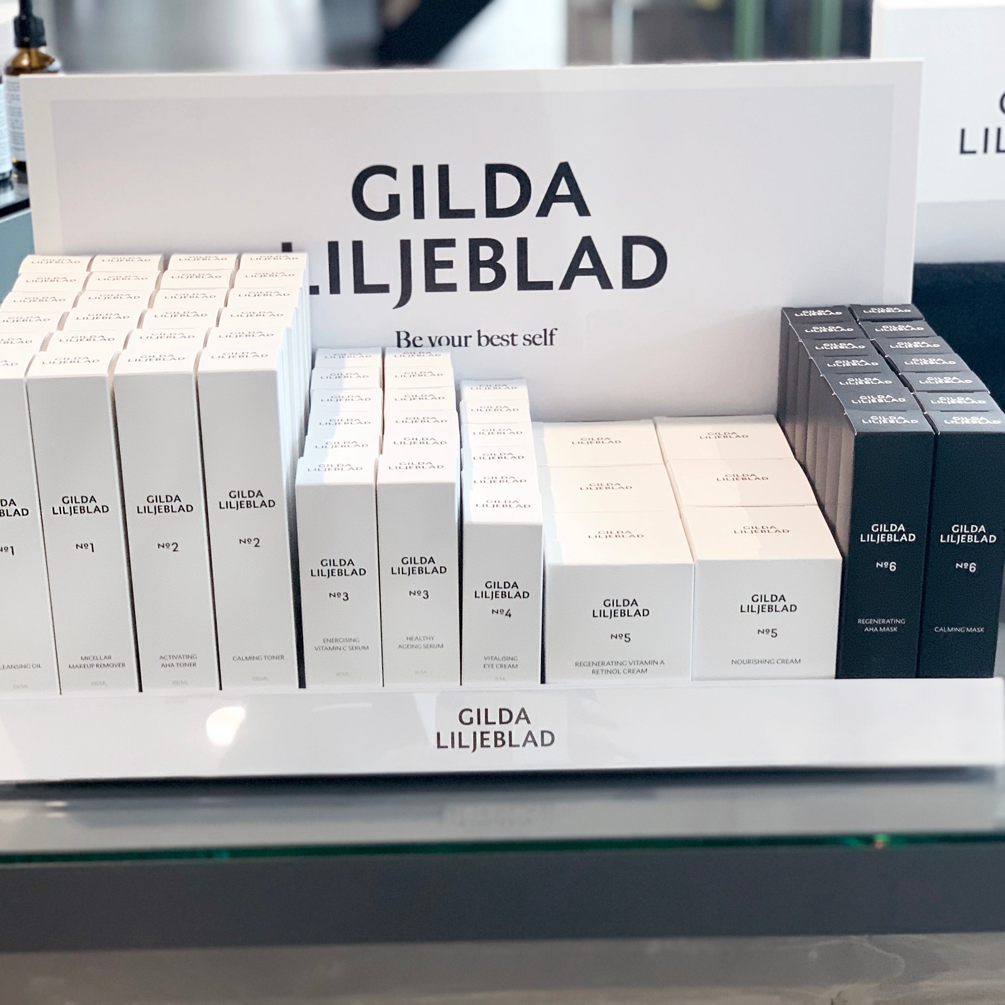 Displayställ, vit med GL-logga